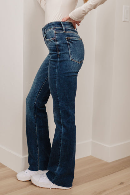 Josephine Mid Rise Raw Hem Bootcut Jeans