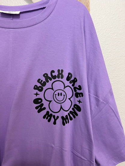 Beach Daze Oversized Graphic Tee Purple