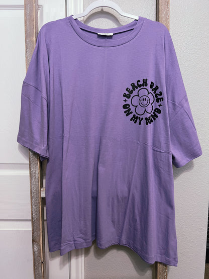 Beach Daze Oversized Graphic Tee Purple