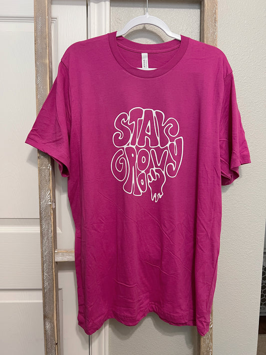 Stay Groovy Graphic Tee Magenta