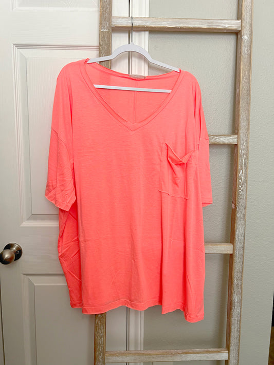 Sweet Comfort Pocket Tee, Coral