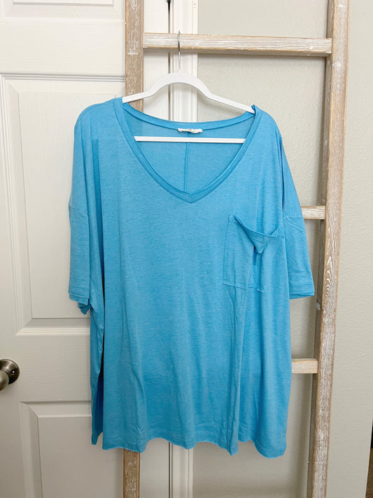 Sweet Comfort Pocket Tee, Sky Blue