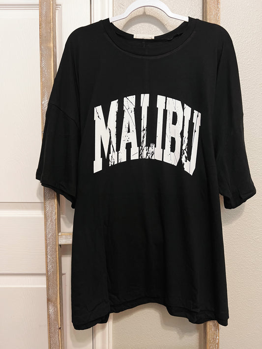 Malibu Oversized Graphic Tee Black